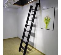 Échelle de grenier en bois avec main courante, échelle murale peu encombrante, escalier de sous-sol robuste pour urgence incendie, 1,8 m 6 marches