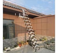 Échelle de Grenier Pliable et rétractable, système escamotable, capacité de Charge de 300 kg, escalier Mural Pliable en Acier pour Grenier ou Toit, Noir et Blanc(16 Steps 405CM/160IN)