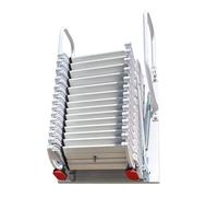 Échelle de grenier pliable manuelle télescopique antidérapante en alliage Ti MG - Design compact et sécurisé - Solution d'accès au grenier pliable