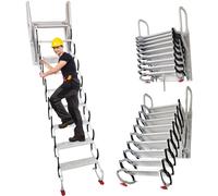 Échelle de grenier pliante robuste - Capacité de 300 kg Échelle murale télescopique avec marches larges antidérapantes (A, 3,5-3,8) pour un accès et un rangement sûrs