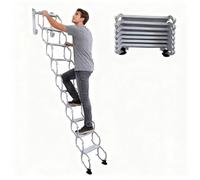 Échelle de Grenier rétractable et Pliable, escalier Mural Pliant, avec système d'abaissement pour Grenier, capacité de Charge 300 kg, Facile à Installer, Blanche(130CM/51.2IN)