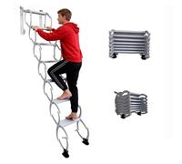 Échelle de Grenier rétractable et Pliable, escalier Mural Pliant en métal pour Grenier, avec marches Larges et Pieds en Caoutchouc, capacité de Charge 300 kg, Blanche(H130CM/51.2IN)