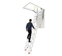 Échelle de grenier rétractable robuste avec système d'escalier escamotable en acier caché pour greniers et toits