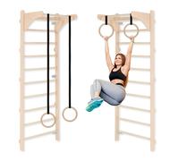 Échelle de gymnastique murale avec anneaux de gymnastique, longueur réglable, pour l'exercice à domicile, pour adultes et enfants, entraînement de la force et de l'étirement, 100 %