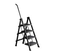 Échelle de Jardinage Pliable, télescopique avec Rampe, en Fer, à marches Larges(Black 4 Step)
