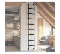 Échelle de lit superposé en fer industriel robuste à montage mural pour fenêtre de sous-sol, puits d'évacuation de l'espace pour dortoirs, chambres, appartements, hôtels, balcon (noir, 170 cm)