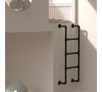 Échelle de lit superposé robuste en fer forgé noir - Fixation murale pour 1,2 m à 2,7 m Idéal pour la maison et les dortoirs Design marche droite Accès au grenier (140 cm)