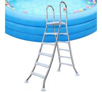 Échelle de piscine avec marches antidérapantes et bras de toit en acier robuste pour piscine hors sol, entrée et sortie double face