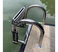 Échelle De Piscine De Bateau 4 Marches De Baignade pour La Natation/Bateau Ponté, Yacht Échelles Flottantes Pliables avec Main Courante D’entrée Arrière Bateau Pliant en Acier Inoxydable