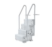 Escalier de Piscine en Plastique avec 2 Rampes-VEVOR-4 Marches Antidérapantes, Capacité de Charge 181,4 kg-Gris