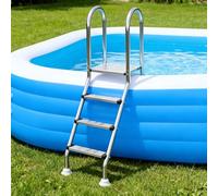 Échelle de piscine hors sol double face, échelle d'entrée et de sortie en acier inoxydable 304, marches antidérapantes robustes avec patins rotatifs, 3 marches