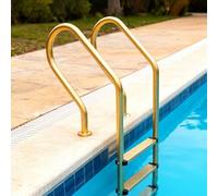 Échelle de piscine hors sol en acier inoxydable, 3 marches, main courante de piscine, rambarde de sécurité pour baignade, convient aux piscines intérieures et extérieures aux spas(Gold)