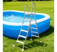 Échelle de piscine robuste en acier inoxydable à 2 marches pour piscines hors sol - Antidérapante, accès sûr avec patins rotatifs, design durable