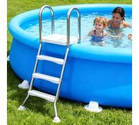 Échelle de piscine robuste pour piscines hors sol, 2 marches avec antidérapant, s'adapte aux murs de 83,8 cm, patins rotatifs, entrée sûre et facile, design durable