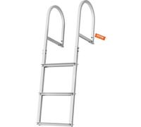 Echelle de quai 3 marches amovibles 227 kg de capacité de charge, échelle de bateau ponton en alliage d'aluminium avec marche de 8 cm de large et tapis en caoutchouc antidérapant, pour entrer dans les