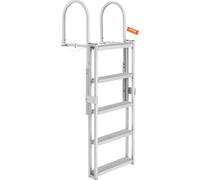 Echelle de quai 5 marches rétractables 159kg de capacité de charge Echelle pour bateau ponton en alliage d'aluminium avec hauteur réglable 1700-2005mm Marche de 10cm de large Tapis en caoutchouc pour 