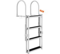 Echelle de quai VEVOR 4 marches rétractables 159kg de capacité de charge Echelle pour bateau ponton en alliage d'aluminium avec 1400-1705mm de hauteur réglable Marche de 10cm de large pour entrer dans