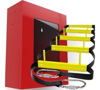 Échelle de Secours à 3 étages (8 m) avec Armoire - Échelle de Secours Murale pour la Maison - Échelle à Deux étages et Couverture Anti-feu incluses