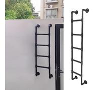 Échelle de Secours en Fer forgé pour puits de fenêtre de sous-Sol et lit superposé surélevé, capacité de Charge de 150 kg (Noir 135 cm/53 po)
