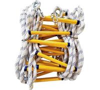 Échelle de secours incendie en corde de 15 m / 49 pi - Échelle de sécurité souple avec crochet, compacte et facile à ranger - Idéale pour une utilisation en extérieur et des évacuations rapi