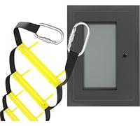 Échelle de Secours Murale à 2 étages 4 m - Échelle d'incendie pour Maisons Comprenant Une boîte en Aluminium, des mousquetons et Un Ensemble de matériel de Montage