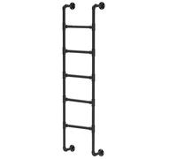 Échelle de secours noire - Tube en fer métallique, 140 cm-210 cm, échelle de puits de fenêtre réglable pour la sécurité de la maison, de la cave, de la sortie de secours du grenier mural