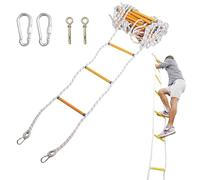 Échelle de secours portable en corde pour la sécurité à domicile, échelle en nylon antidérapant de 5 m (16 pi) avec crochets pour balcon et fenêtre, conception robuste pour une évacuation ra