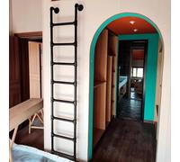 Échelle de sécurité robuste en fer forgé pour lits hauts, idéale pour les terrasses extérieures, camping-cars et greniers, 135 cm de haut avec montée latérale sécurisée