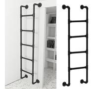 Échelle de Sortie de puits d’Urgence pour fenêtre, Charges 330Lbs Métal Noir Fer Loft Lit Mural Sécurité Antidérapant pour Dortoir, Ferme, Bibliothèque, Lit, Terrasse - S