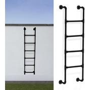 Échelle de sortie de puits de fenêtre de sous-sol, échelle de lit superposé en fer forgé fixée au mur, escabeaux en métal noir pour lit haut/extérieur/terrasse/camping-car/appartements/fenêtre de sort