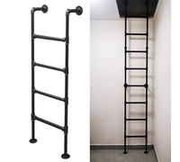 AYVADA Échelle de Sortie de puits de fenêtre de sous-Sol Robuste, échelle de Grenier en métal Noir fixée au Mur, échelles d'escalade antidérapantes pour dortoir, bibliothèque, lit superposé, Terras