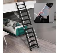 Échelle de sortie pliable avec main courante, alliage d'aluminium léger pour un accès sûr au grenier, au sous-sol, au toit et à la fenêtre