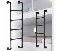 Échelle de sortie universelle en fer forgé noir pour lits jumeaux sur lits superposés complets - Échappement d'urgence pour des hauteurs de 1,2 m à 2,4 m, supporte 150 kg, parfaite pour les lits