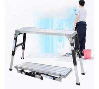 Échelle d'échafaudage pliable en aluminium léger à 3 niveaux réglables en hauteur, pieds antidérapants et plate-forme de 100 cm de long pour un usage domestique