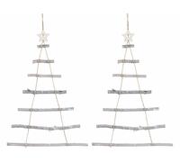 Échelle décorative - INFACTORY - Sapin de Noël - Bois de noyer - 2 pièces - 78 cm de hauteur
