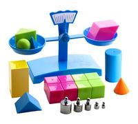 Échelle d'équilibre pour la salle de classe, échelle d'équilibre des mathématiques en plastique avec 16 blocs géométriques et 5 poids, premiers jouets 'apprentissage éducatif pour les filles mathéma