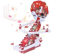 Échelle d'escalade du Père Noël avec lumières et Musique d'escalade électrique Santa avec Rampe Batterie Automatique à Batterie avec 9 Mini Cadeaux de Noël pour Les Enfants | Modèle de Piste Gliss