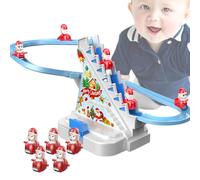 Échelle d'escalade électrique du Père Noël, Père Noël grimpant électrique avec musique,Lumières LED et musique de piste de course de Noël pour tout-petits - Ensemble de jeu de montagnes russes d'escal