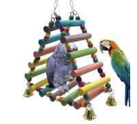 Échelle d'escalade multicolore en bois de 45 cm de long - Triangle - Jouet à suspendre - Pont avec boule en osier pour perruches, perroquets, cacatoès (B)