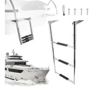 Échelle d'Extension Extensible,Échelle Pliante 3 Marches Antidérapante - Télescopique à Usage Marine,pour Femmes Hommes Bateau Piscine