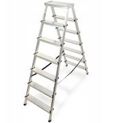 KADAX Échelle Double en Aluminium, Équipée de Marches Antidérapantes et d'une Conception Pliable Facilitant Le Stockage et Le Transport (7 Marches)