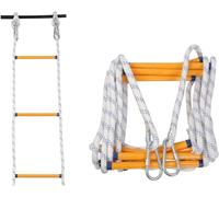 Échelle d'urgence de secours 19,8 m - Résistante aux flammes, déploiement rapide pour évacuation des bâtiments de 2 à 3 étages, portable, solution de sécurité durable