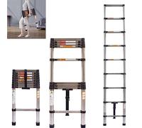 échelle en Acier Inoxydable de 2,6m échelle télescopique échelle d'extension, échelle Polyvalente, en131 échelle portative, 150kg Max. échelle télescopique porteuse, pour l'entrepôt de
