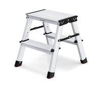 Échelle en Alliage d'Aluminium - SONGMICS - 2 Marches - 150 kg - Gris Argent et Noir