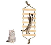 Échelle en bois pour chat - Accessoire pour cage gain de place - Avec corde | Échelle d'escalade pour chambre à coucher, salon, étagère, escalier, plafond, mur