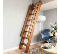 Échelle en bois robuste pour lit superposé - 6 marches avec pédales extra larges de 9,4 cm et patins en caoutchouc antidérapants - Assemblage facile - Pour la maison et le dortoir (marron)