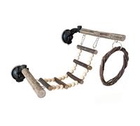 Échelle en corde pour oiseaux | Perchoir interactif à ventouse en bois flexible et interactif, jouet d'exercice pour oiseaux, Lovebirds, perruches, conures, cacatules, pièces amusantes pour jouer au