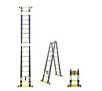 Échelle-escabeau Télescopique Woerther® - Double Fonction - Aluminium 7175T6 & Graphite - Norme EN131-6 - Ultra Stable, Légère et Compacte - Système Anti-Pincement Push & Go - Garantie 5 Ans