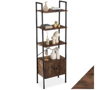 ECHELLE ETAGERE - TECTAKE - Étagère BRENTWOOD en Bois et Acier Protection Anti-basculement incluse - Bois Foncé