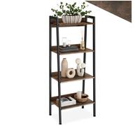 ECHELLE ETAGERE - TECTAKE - Étagère CHATHAM en Bois et Acier avec 4 compartiments ouverts avec étagère réglable - Bois Foncé